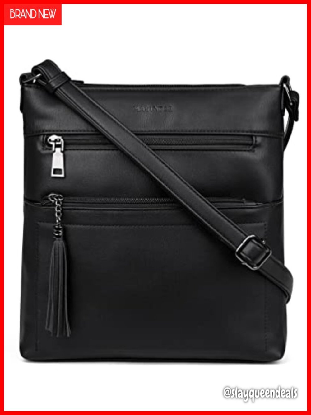 Vegan PU Leather Crossbody Purse Multi Pocket Adjustable Strap